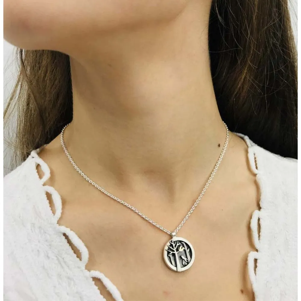 Linda Macdonald Woodlands Sterling Silver 9ct Gold Necklace D
