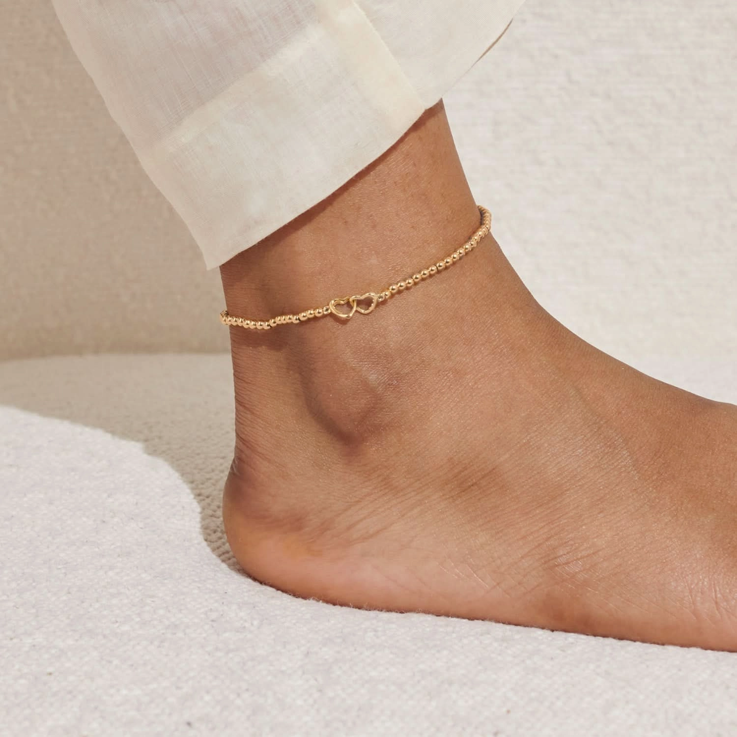 Linked Heart Gold Plated Anklet 8628