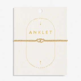 Linked Heart Gold Plated Anklet 8628