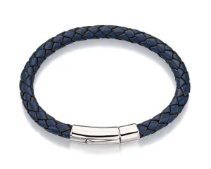 Little Star Hugo Sterling Silver Boys Navy Leather Bracelet
