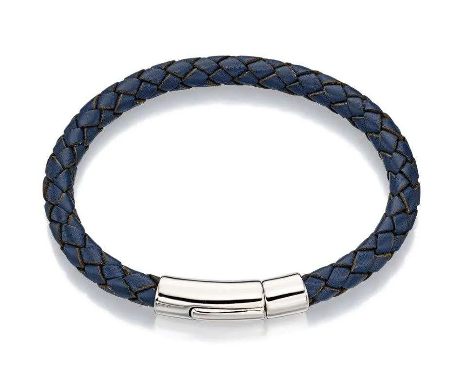 Little Star Hugo Sterling Silver Boys Navy Leather Bracelet