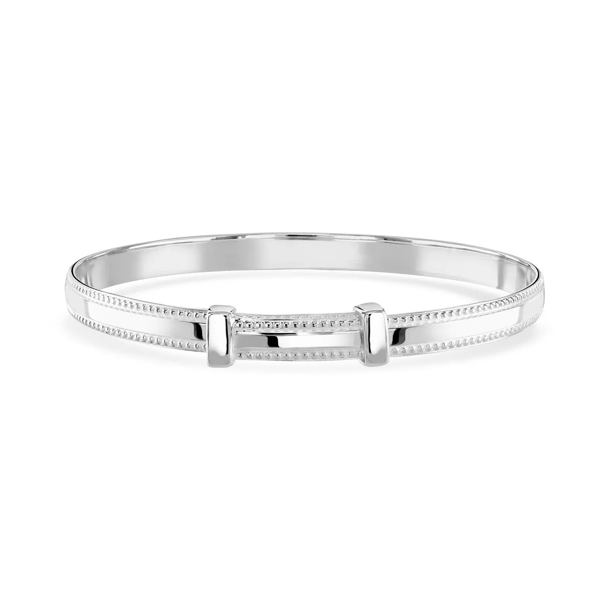 Little Star Sterling Silver Bead Edge Adjustable Baby Bangle
