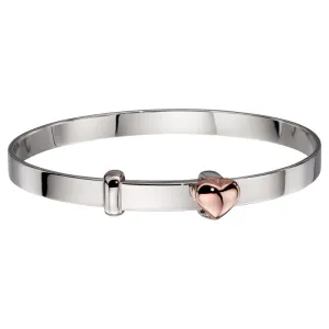 Little Star Sterling Silver Rose Gold Plated Fleur Heart Baby Bangle