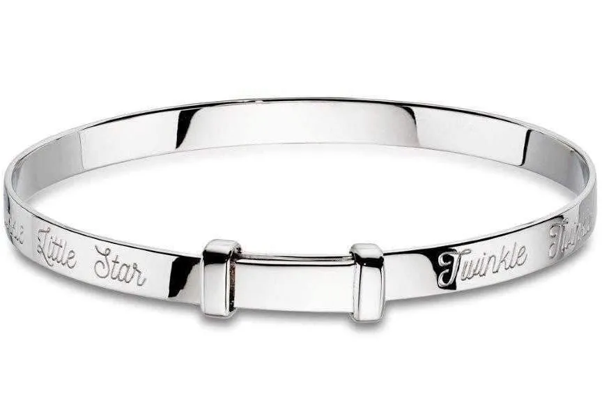 Little Star Twinkle Sterling Silver Diamond Baby Bangle
