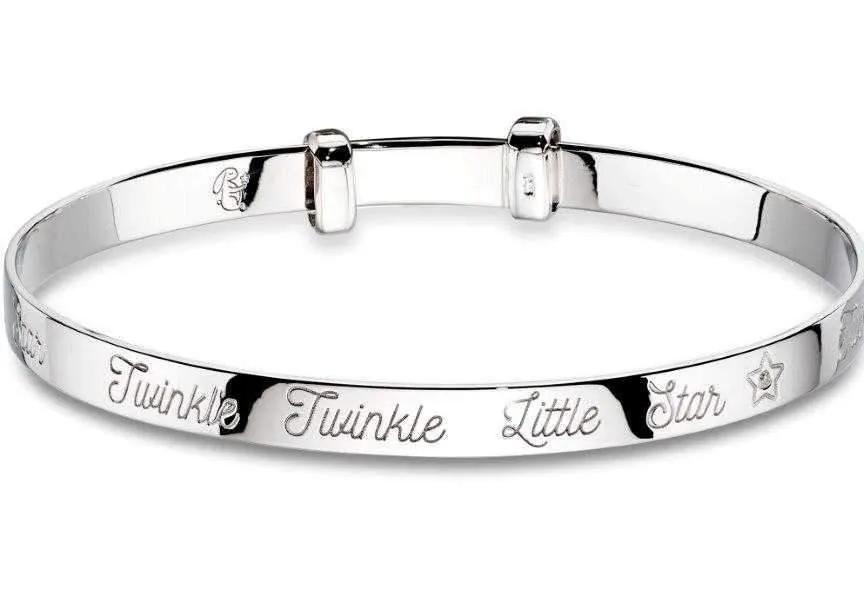 Little Star Twinkle Sterling Silver Diamond Baby Bangle