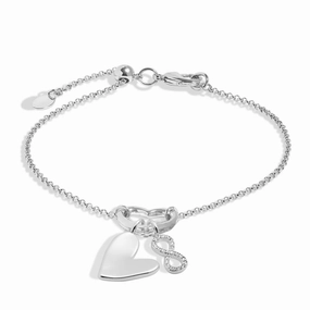 Little Links Heart Clasp Forever Heart Charms Silver Plated Bracelet 7542