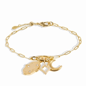 Little Links Oval Clasp Celestial Charms Gold Plated Bracelet 7539