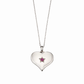 Little Star Sterling Silver and Pink Topaz Heart Necklace
