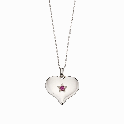 Little Star Sterling Silver and Pink Topaz Heart Necklace