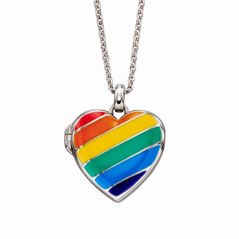 Little Star Sterling Silver Enamel Bryony Rainbow Childs Locket Necklace