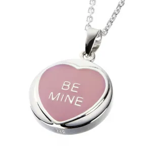 Love Hearts Classic Sterling Silver Pink Enamel "Be Mine" Necklace