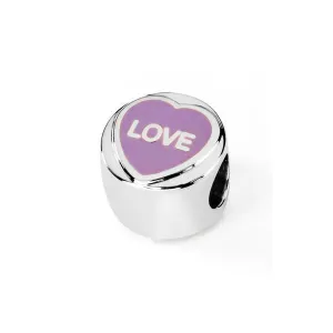 Love Hearts Sterling Silver Lilac Enamel "Love" Charm