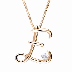 Love Letters 18ct Rose Gold 0.10ct Diamond Initial E Necklace