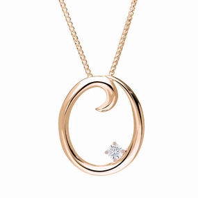 Love Letters 9ct Rose Gold 0.10ct Diamond Initial O Necklace