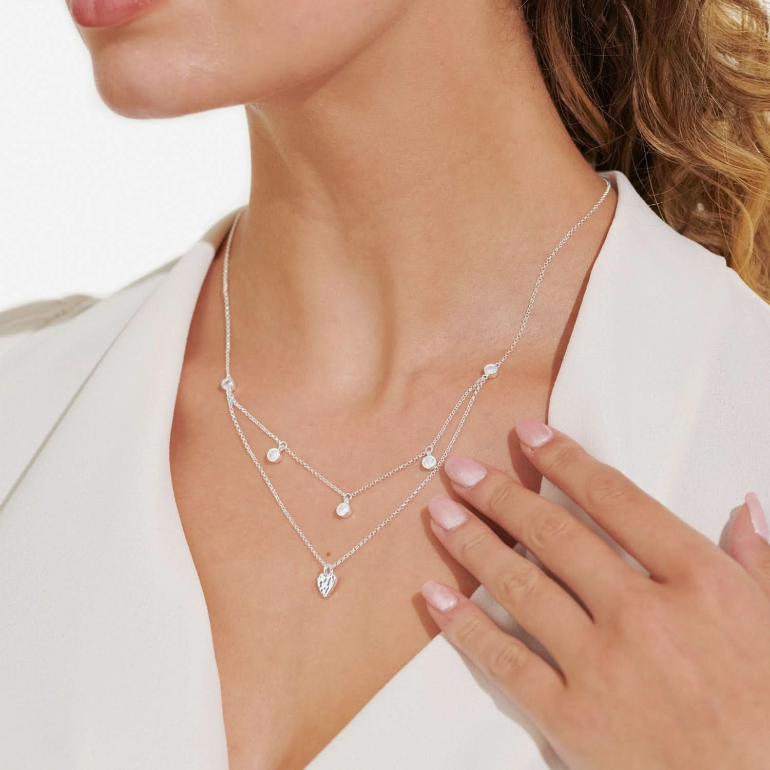 Lumia Hammered Heart Silver Plated Necklace 8638