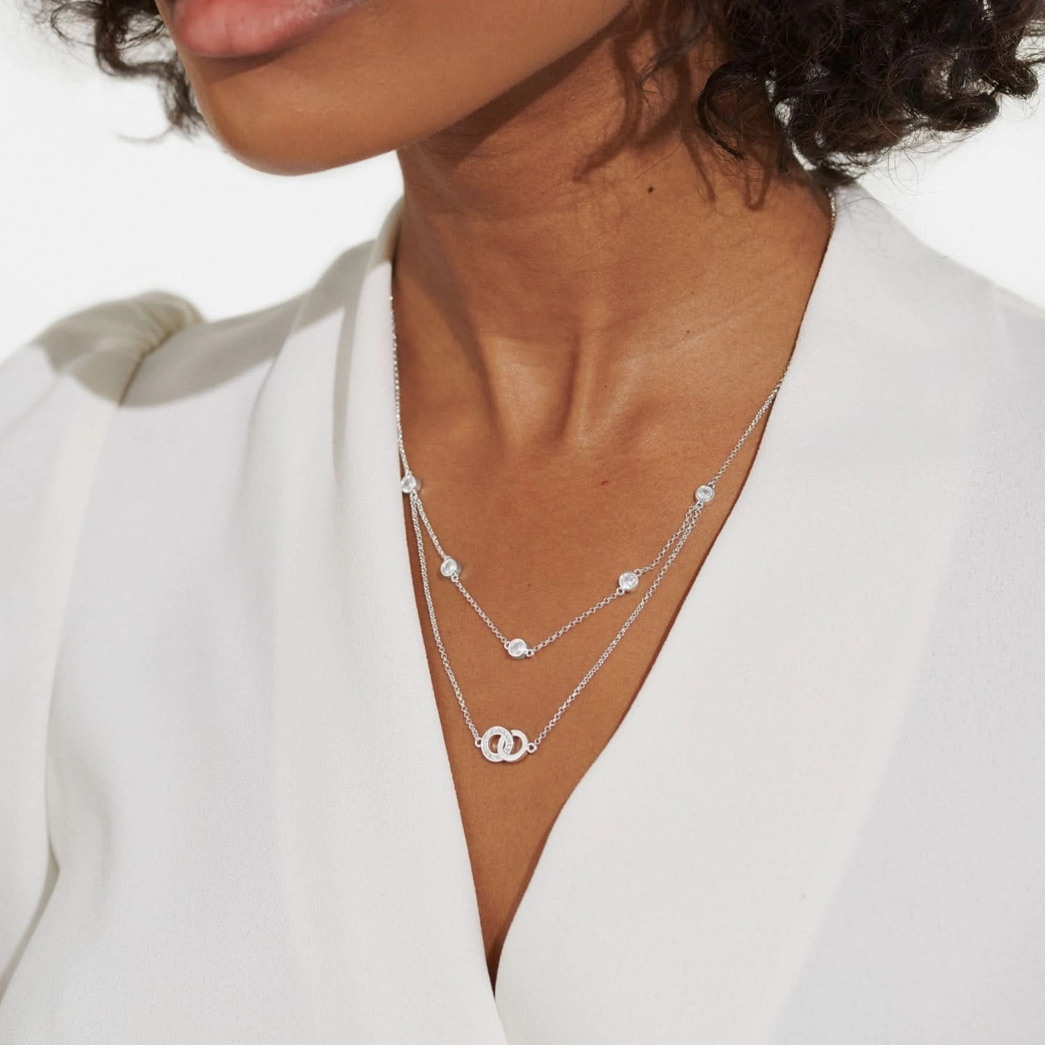 Lumia Linked Circles Silver Plated Necklace 8640