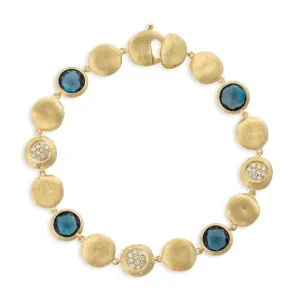 Marco Bicego Jaipur 18ct Yellow Gold London Blue Topaz 0.23ct Diamond Bracelet D