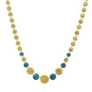 Marco Bicego Jaipur 18ct Yellow Gold London Blue Topaz Graduated Necklace