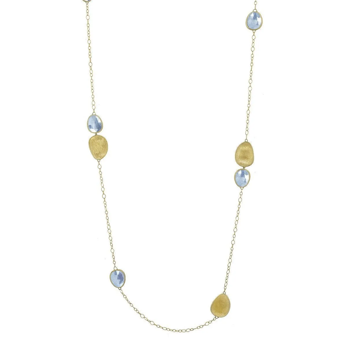 Marco Bicego Lunaria 18ct Yellow Gold Aquamarine Necklace