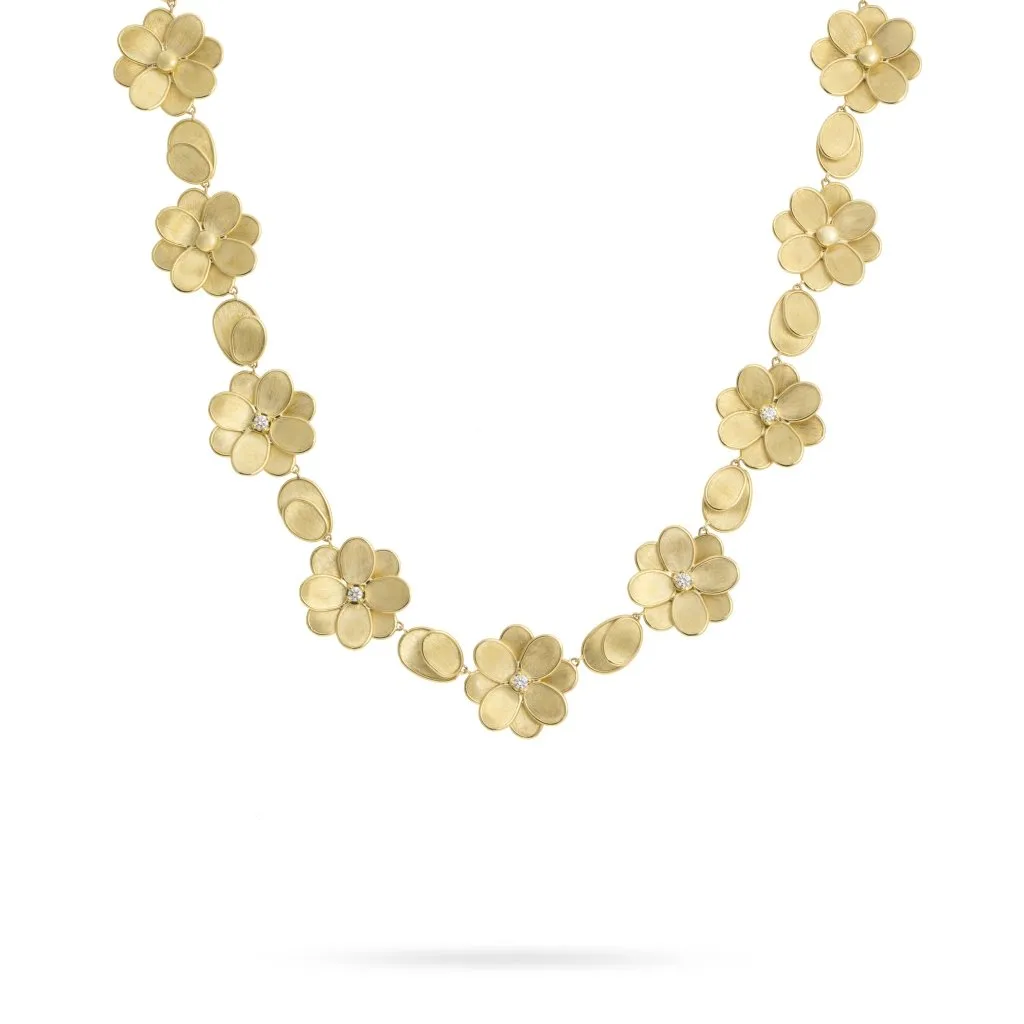 Marco Bicego Petali 18ct Yellow Gold 0.40ct Diamond Flower Collar Necklace
