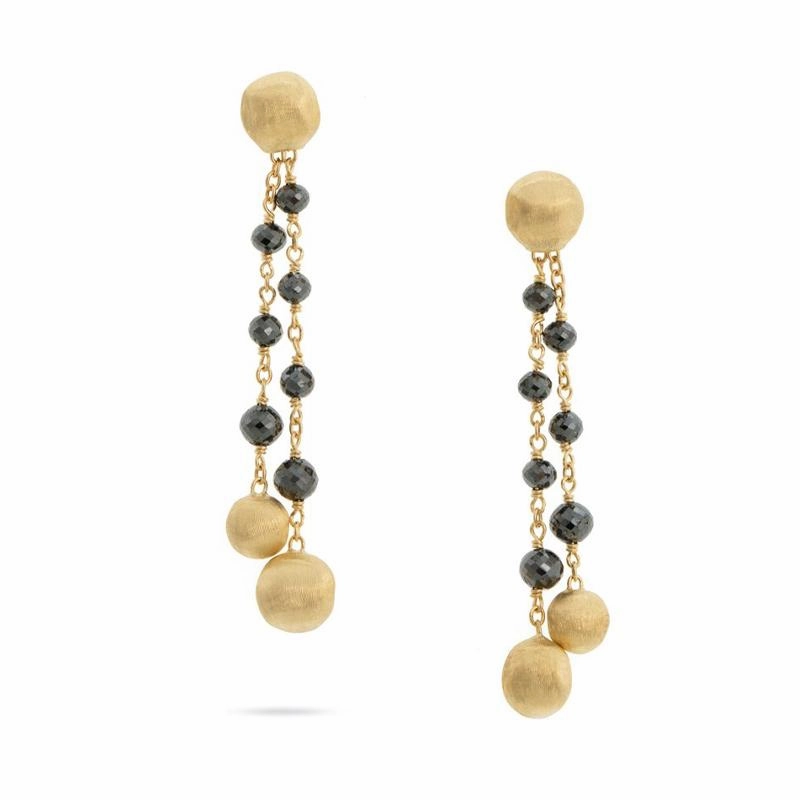 Marco Bicego Africa 18ct Yellow Gold 4.90ct Black Diamond Tassle Earrings D