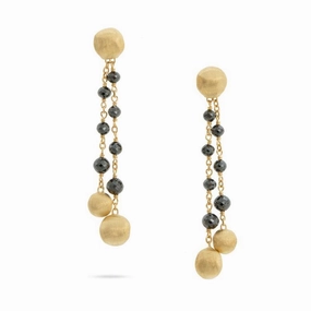 Marco Bicego Africa 18ct Yellow Gold 4.90ct Black Diamond Tassle Earrings D