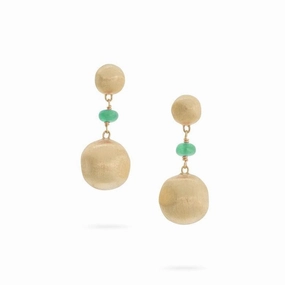 Marco Bicego Africa 18ct Yellow Gold Emerald Short Drop Earrings