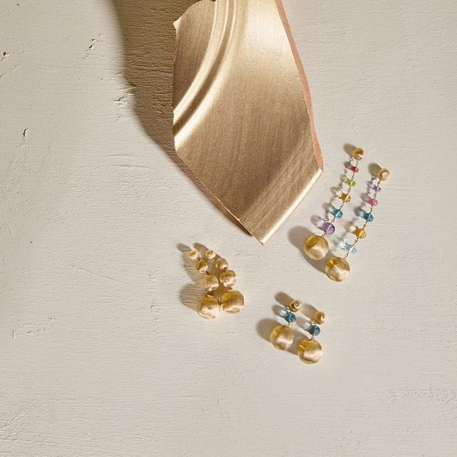 Marco Bicego Africa 18ct Yellow Gold Emerald Short Drop Earrings