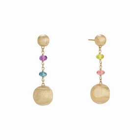 Marco Bicego Africa 18ct Yellow Gold Mixed Gemstone Drop Earrings D