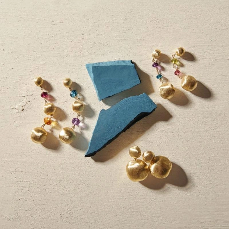 Marco Bicego Africa 18ct Yellow Gold Mixed Gemstone Drop Earrings D