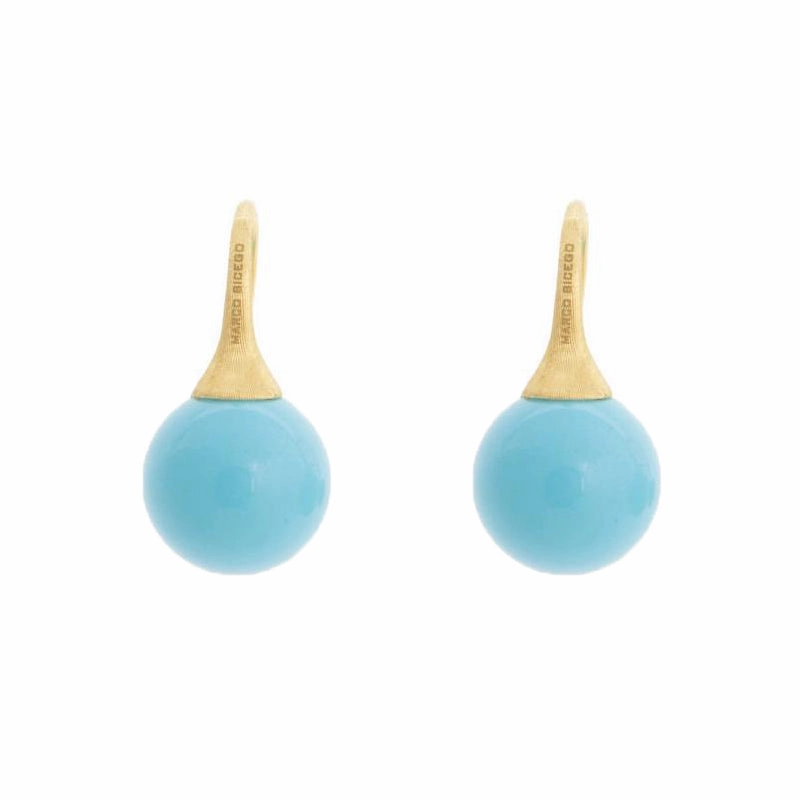 Marco Bicego Africa 18ct Yellow Gold Turquoise Small French Wire Earrings
