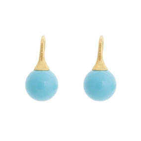 Marco Bicego Africa 18ct Yellow Gold Turquoise Small French Wire Earrings