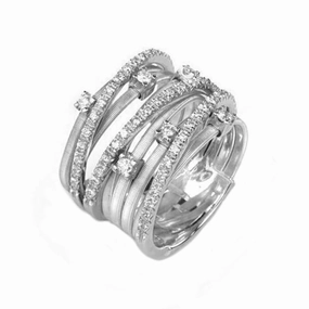 Marco Bicego Goa 18ct White Gold 0.56ct Diamond Crossover Ring D