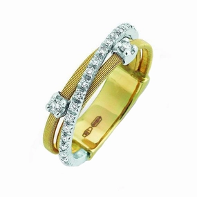Marco Bicego Goa 18ct Yellow Gold 0.19ct Diamond Crossover Ring