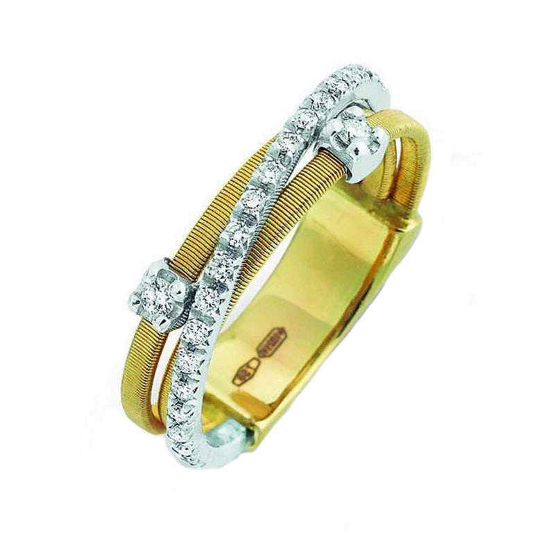 Marco Bicego Goa 18ct Yellow Gold 0.19ct Diamond Crossover Ring
