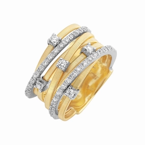 Marco Bicego Goa 18ct Yellow Gold 0.41ct Diamond Seven Strand Ring