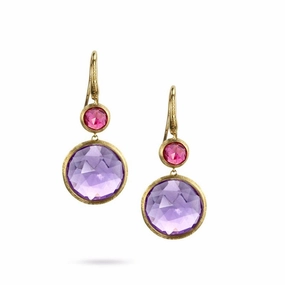 Marco Bicego Jaipur 18ct Yellow Gold Amethyst and Tourmaline Drop Earrings D