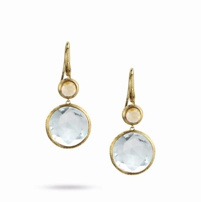 Marco Bicego Jaipur 18ct Yellow Gold Blue Topaz and Citrine Drop Earrings D