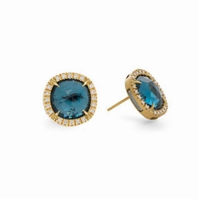 Marco Bicego Jaipur 18ct Yellow Gold London Blue Topaz 0.30ct Diamond Earrings D