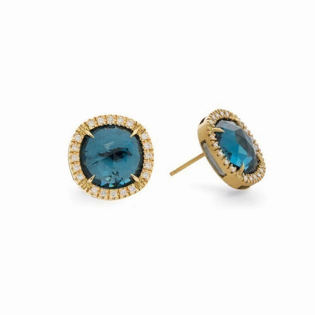 Marco Bicego Jaipur 18ct Yellow Gold London Blue Topaz 0.30ct Diamond Earrings D