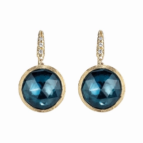 Marco Bicego Jaipur 18ct Yellow Gold London Blue Topaz Diamond Drop Earrings
