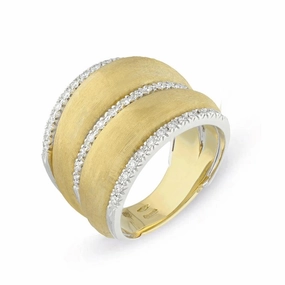 Marco Bicego Lucia 18ct Yellow Gold 0.30ct Diamond Double Dome Ring
