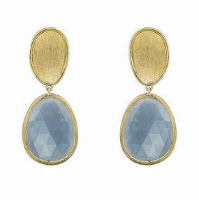 Marco Bicego Lunaria 18ct Yellow Gold Aquamarine Drop Earrings D