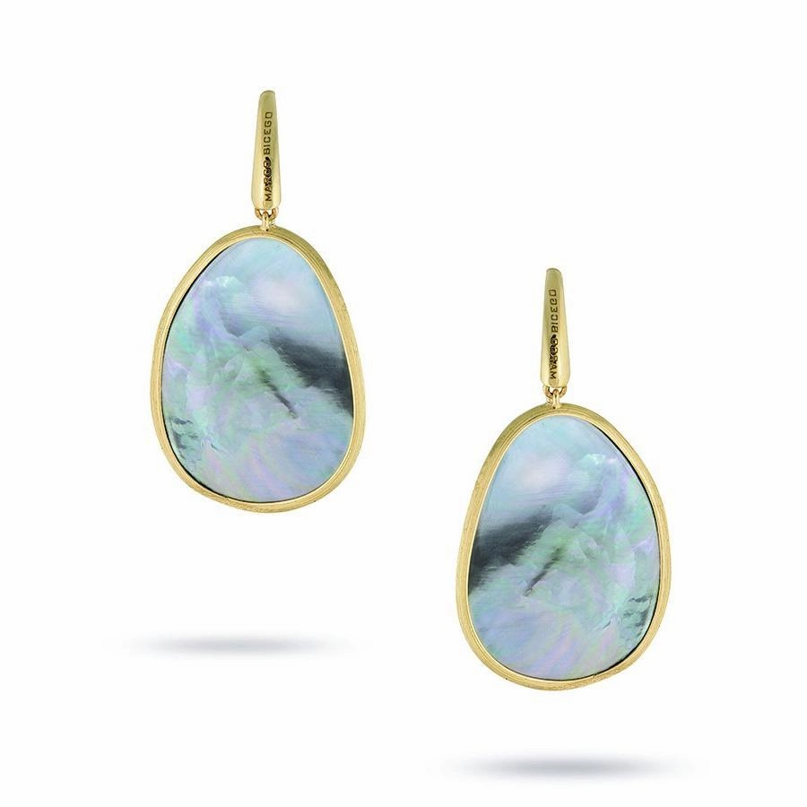 Marco Bicego Lunaria 18ct Yellow Gold Black Mother of Pearl Drop Earrings