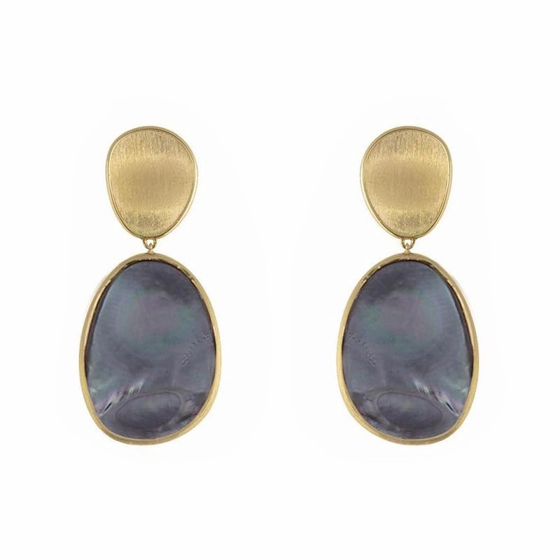 Marco Bicego Lunaria 18ct Yellow Gold Black Mother of Pearl Earrings