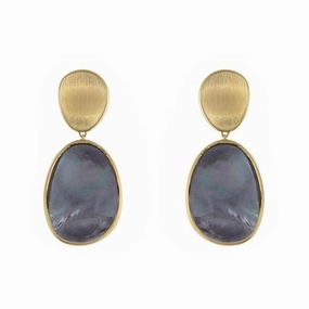 Marco Bicego Lunaria 18ct Yellow Gold Black Mother of Pearl Earrings