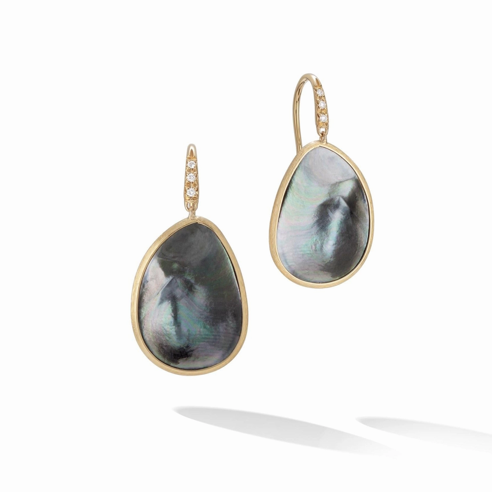 Marco Bicego Lunaria 18ct Yellow Gold Diamond Mother of Pearl Drop Earrings
