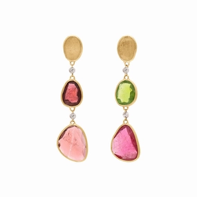 Marco Bicego Lunaria 18ct Yellow Gold Tourmaline Drop Earrings D