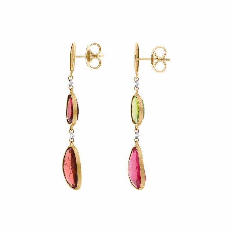 Marco Bicego Lunaria 18ct Yellow Gold Tourmaline Drop Earrings D