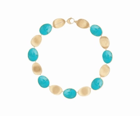 Marco Bicego Lunaria Colour 18ct Yellow Gold & Turquoise Collar Necklace